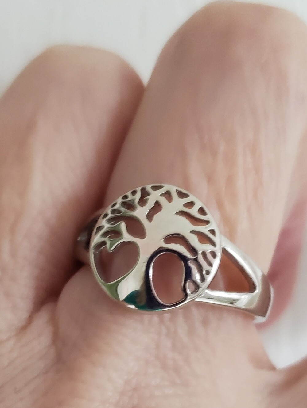NEW Sterling Stamped Tree Of Life Ring, Sz 7.5, Minimalist, Lovely Silver.